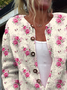 Damen Geblümt Lässig Frühling/Herbst Print Strickjacke