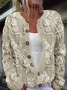 Damen Geblümt Lässig Frühling/Herbst Print Strickjacke