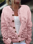 Damen Geblümt Lässig Frühling/Herbst Print Strickjacke