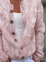 Damen Abstrakt Lässig Frühling/Herbst Print Strickjacke