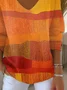 Damen Abstrakt Langarm T-Shirts T-Shirt V-Ausschnitt Print Lässig Frühling/Herbst Oberteile