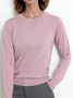 Damen Unifarben Nahtverarbeitung Frühling/Herbst Straße Langarm Rundhals Pullover