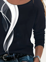 Damen Abstrakt Langarm T-Shirts T-Shirt Rundhals Print Lässig Frühling/Herbst T-Shirt mit Grafik Oberteile