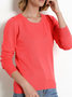Damen Unifarben Nahtverarbeitung Frühling/Herbst Straße Langarm Rundhals Pullover