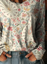 Damen Geblümt Langarm T-Shirts T-Shirt Rundhals Print Lässig Frühling/Herbst T-Shirt mit Grafik Oberteile