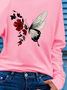 Damen Geblümt Langarm T-Shirts T-Shirt Rundhals Print Lässig Frühling/Herbst T-Shirt mit Grafik Oberteile