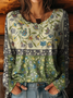 Damen Geblümt Langarm T-Shirts T-Shirt Rundhals Print Lässig Frühling/Herbst T-Shirt mit Grafik Oberteile