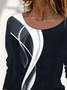 Damen Abstrakt Langarm T-Shirts T-Shirt Rundhals Print Lässig Frühling/Herbst T-Shirt mit Grafik Oberteile