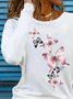 Damen Schmetterling Langarm T-Shirts T-Shirt Rundhals Print Lässig Frühling/Herbst T-Shirt mit Grafik Oberteile