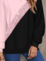 Damen Multifarben Block Rundhals Print Lässig Frühling/Herbst Langarm Sweatshirt