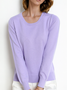 Damen Unifarben Nahtverarbeitung Frühling/Herbst Straße Langarm Rundhals Pullover