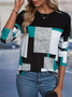 Damen Abstrakt Langarm T-Shirts T-Shirt Rundhals Print Lässig Frühling/Herbst T-Shirt mit Grafik Oberteile