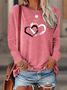 Damen Herz/Herz Langarm T-Shirts T-Shirt Rundhals Print Lässig Frühling/Herbst T-Shirt mit Grafik Oberteile
