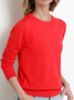 Damen Unifarben Nahtverarbeitung Frühling/Herbst Straße Langarm Rundhals Pullover