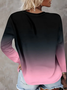 Damen Farbverlauf Langarm T-Shirts T-Shirt Rundhals Print Lässig Frühling/Herbst T-Shirt mit Grafik Oberteile