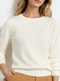 Damen Unifarben Nahtverarbeitung Frühling/Herbst Straße Langarm Rundhals Pullover