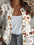 Damen Ahornblatt Knöpfe Langarm Rundhals Retro Frühling/Herbst Strickjacke Oberbekleidung
