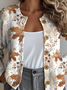 Damen Ahornblatt Knöpfe Langarm Rundhals Retro Frühling/Herbst Strickjacke Oberbekleidung
