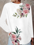 Damen Geblümt Langarm T-Shirts T-Shirt Rundhals Print Lässig Frühling/Herbst T-Shirt mit Grafik Oberteile