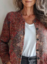 Damen Ethnisch Retro Frühling/Herbst Print Strickjacke