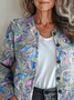 Damen Geblümt Retro Frühling/Herbst Print Strickjacke