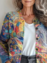 Damen Abstrakt Retro Frühling/Herbst Print Strickjacke