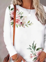Damen Geblümt Langarm T-Shirts T-Shirt Rundhals Print Lässig Frühling/Herbst T-Shirt mit Grafik Oberteile