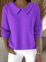 Damen Unifarben Frühling/Herbst Lässig Langarm Schalkragen Baumwolle Pullover