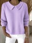 Damen Unifarben Frühling/Herbst Lässig Langarm Schalkragen Baumwolle Pullover