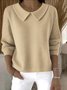 Damen Unifarben Frühling/Herbst Lässig Langarm Schalkragen Baumwolle Pullover