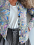 Damen Geblümt Retro Frühling/Herbst Print Strickjacke