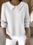 Damen Unifarben Frühling/Herbst Lässig Langarm Schalkragen Baumwolle Pullover