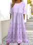 Damen Verlaufsmuster Halbarm Sommer Kleid Rundhals Täglich Retro Maxikleid Blusenkleid A-Linien-Kleid