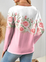 Damen Geblümt Langarm T-Shirts T-Shirt Rundhals Print Lässig Frühling/Herbst T-Shirt mit Grafik Oberteile