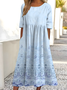 Damen Verlaufsmuster Halbarm Sommer Kleid Rundhals Täglich Retro Maxikleid Blusenkleid A-Linien-Kleid
