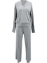 Damen Unifarben Nahtverarbeitung Zweiteiliges Set Täglich Langarm Lässig Frühling/Herbst Bluse mit Hose Matching Set