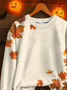 Damen Ahornblatt Rundhals Print Lässig Frühling/Herbst Langarm Sweatshirt
