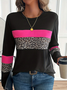 Damen Leopard Langarm T-Shirts T-Shirt Rundhals Print Lässig Frühling/Herbst T-Shirt mit Grafik Oberteile