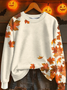 Damen Ahornblatt Rundhals Print Lässig Frühling/Herbst Langarm Sweatshirt