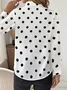 Damen Polka Dots Langarm Bluse Frühling/Herbst Schnalle Hemdkragen Normale Ärmel Täglich Lässig Oberteile