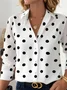 Damen Polka Dots Langarm Bluse Frühling/Herbst Schnalle Hemdkragen Normale Ärmel Täglich Lässig Oberteile