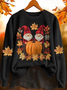 Damen Ahornblatt Rundhals Print Lässig Frühling/Herbst Langarm Sweatshirt