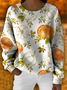 Damen Geblümt Print Frühling/Herbst Lässig Langarm Rundhals Strickpullover