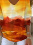 Damen Abstrakt Langarm T-Shirts T-Shirt V-Ausschnitt Print Lässig Frühling/Herbst Oberteile