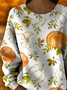 Damen Geblümt Print Frühling/Herbst Lässig Langarm Rundhals Strickpullover