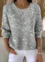 Damen Halloween Frühling/Herbst Retro Langarm Rundhals Baumwolle Pullover