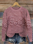 Damen Geblümt Print Frühling/Herbst Lässig Langarm Rundhals Strickpullover