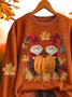 Damen Ahornblatt Rundhals Print Lässig Frühling/Herbst Langarm Sweatshirt