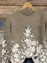 Damen Geblümt Print Frühling/Herbst Lässig Langarm Rundhals Strickpullover