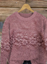 Damen Geblümt Print Frühling/Herbst Lässig Langarm Rundhals Strickpullover